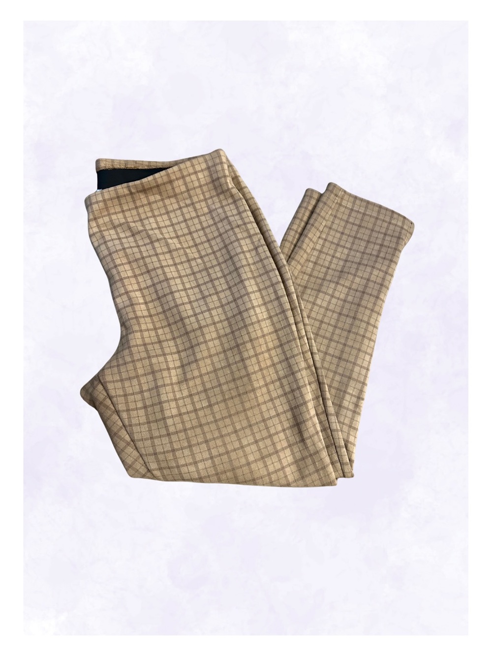 Zac & Rachel Pull-On Brown Plaid Pants Size XL